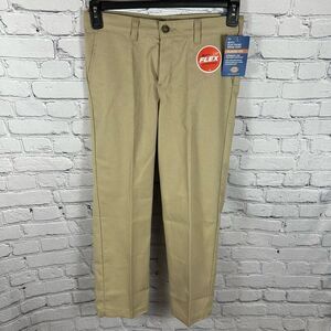Dickies Boys Classic Fit Pants Straight Leg Flat Front Desert Tan 10 Husky NWT